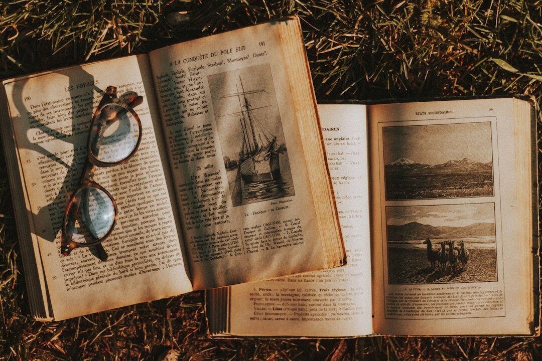 old book with magnifying glass