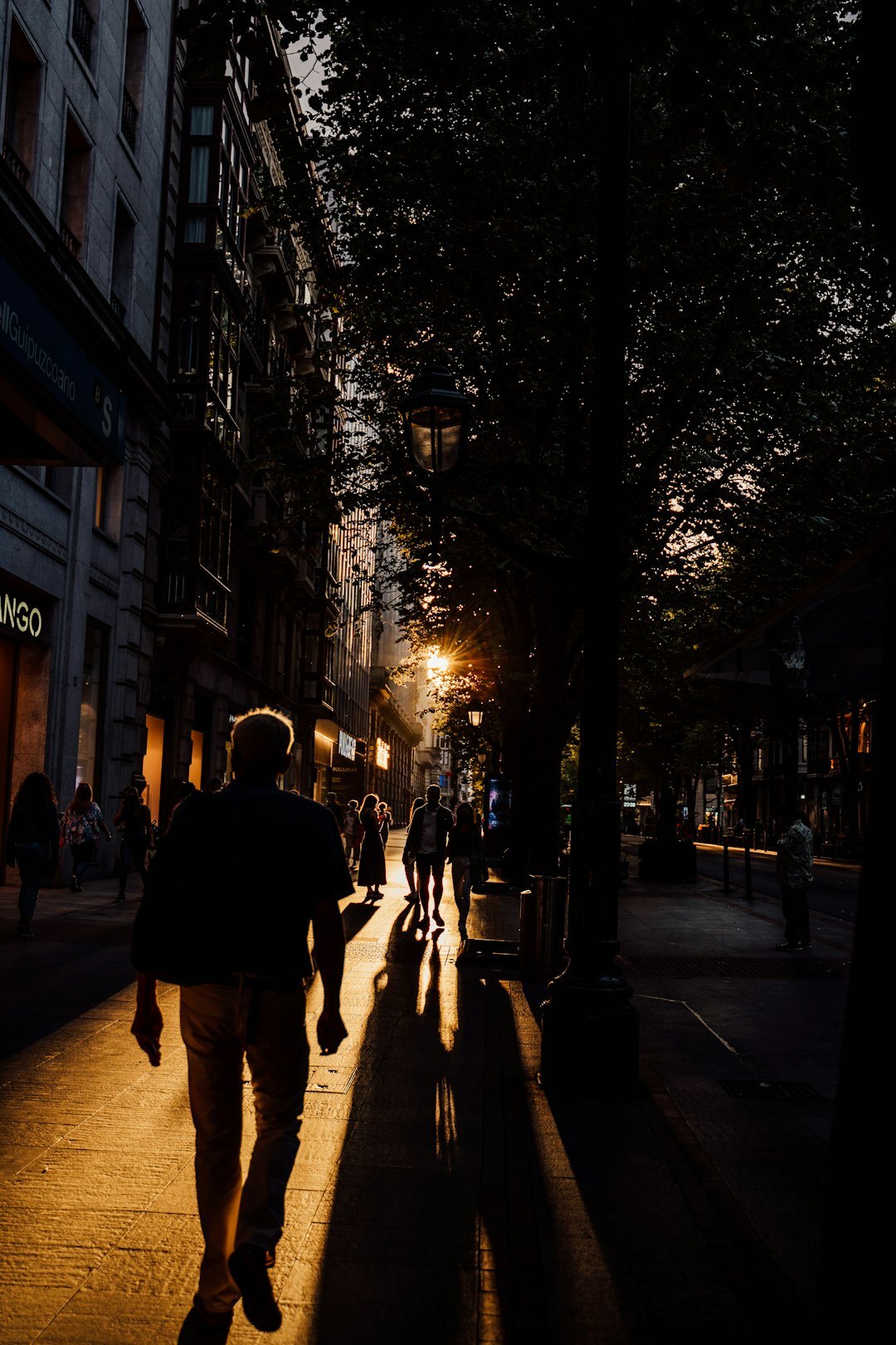 person walking alone at night